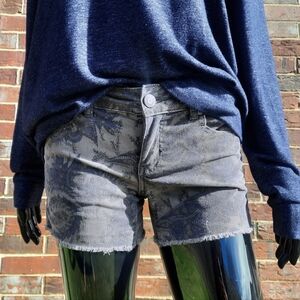 American Eagle Paisley Print Corduroy Midi Cut-off Shorts | Bleach Wash | Size 0